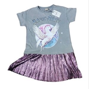 𝅺Zara Girls Dress Unicorn Casual Sparkle NWT